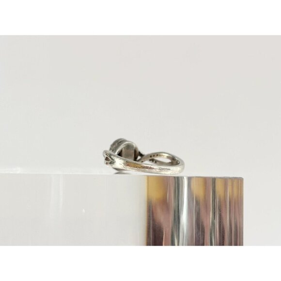 Crossover Cluster Cubic Zirconia Gemstone Vintage Sterling Silver Ring - sz 6.5 - Picture 4 of 10